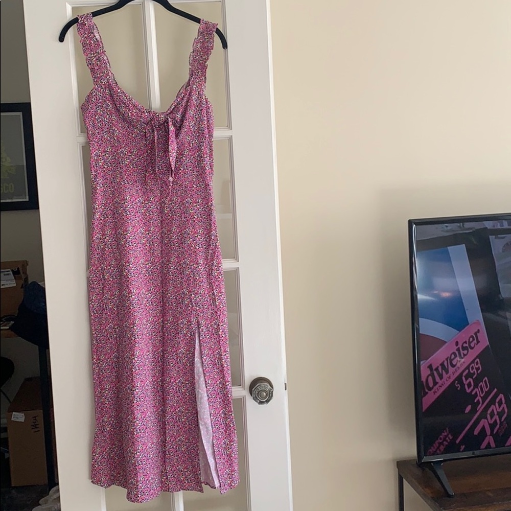 floral printed midi dress from zara.